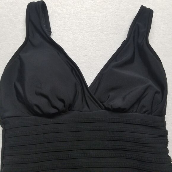 Aqua Green S Swimsuit One Piece Black Hi Waist Classic Adj Straps Padded Basic - Picture 3 of 9